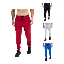 Kit C/ 4 Calça Moletom Academia Liso Treino Casual