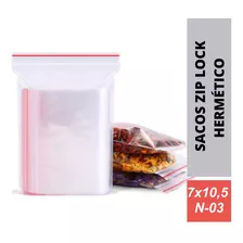 Sacos Plásticos Tipo Ziplock Nº03 7x10,5cm Com 100 Saquinhos