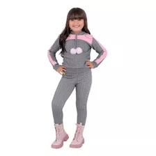 Conjunto Moletom Infantil Menina Blogueirinha Capuz Frio Top