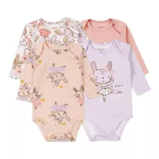 Ropa Bebe Set De 4 Bodys De Algodón Niño Y Niña Bebe