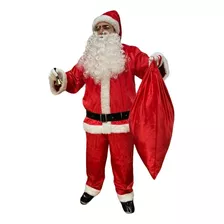 Roupa De Papai Noel Completa Fantasia Em Veludo Com Oculos