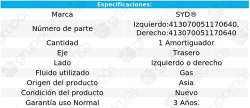 1 Amortiguador Gas Tra Der O Izq Toyota Van 84-89 Syd Foto 2