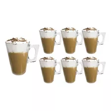 Jarritos Para Café Te Mug Vidrio Con Manija 230ml X6 Capuccino