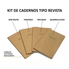 Kit 4 Cadernos Cícero Tipo Revista Kraft 64pgs 14x21 Sortido