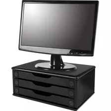 Suporte De Monitor Souza&cia 3 Gavetas Mdf Black Piano