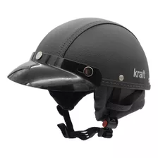 Capacete Coquinho Kraft Revestido Couro Scooter Moto Preto