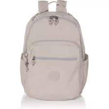 Mochila Escolar Kipling Seoul Go Cor Cinza Design Liso 27l