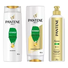Kit Pantene Restauração - Shampoo+cond+cr De Pentear-3 Itens