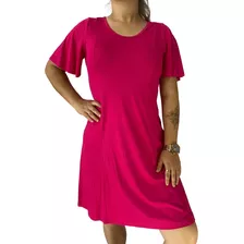 Vestido De Malha Básico Com Manga Senhora Casual 