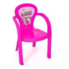 Cadeira Infantil De Meninas Decorada Love Usual Suporta 25kg Cor Rosa