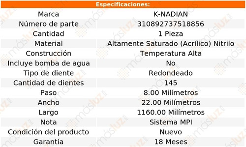 Banda Distribucion Freelander L4 1.8l 99-01 K-nadian Foto 3