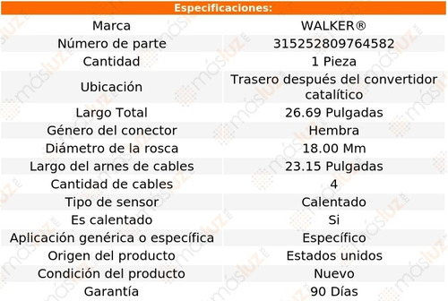 Sensor Ox O2 Tras Dcc Lexus Rx450hl 6 Cil 3.5l 18/21 Walker Foto 6