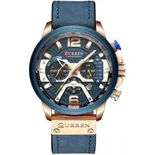 Reloj Curren Elegante Para Hombre De Cuero Con Cronógrafo