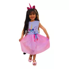 Fantasia Infantil Vestido Unicórnio Com Tiara