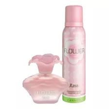 Set Perfume Flower Rose Desodorante Bolso Mujer Original