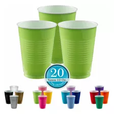 Vaso Desechable Amscan Paq. Con 20 Pzas. Color Verde Kiwi