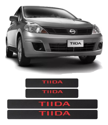 Sticker Cubre Estribos Fibra Carbon Para Nissan Tiida Foto 3