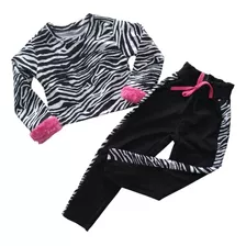 Conjunto Menina Blusa Manga Longa Animal Print E Calça 