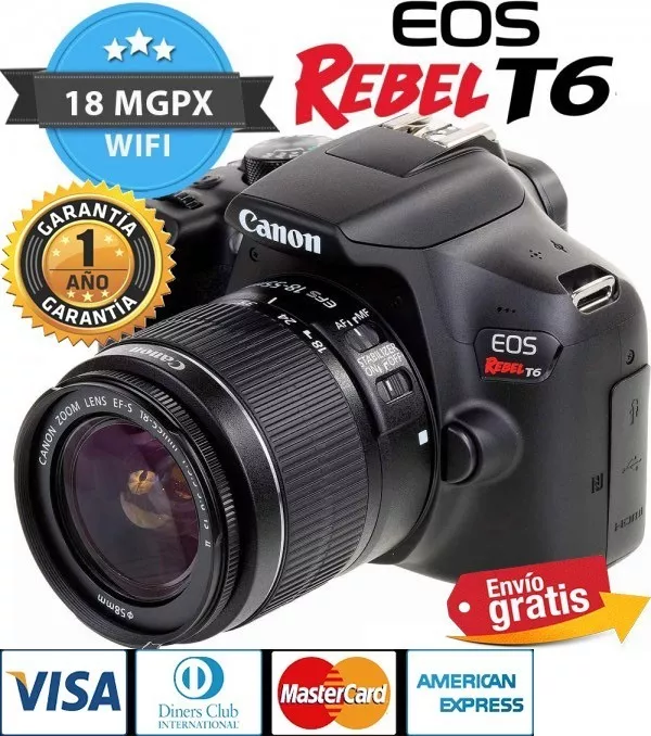 Camara Canon Profesional T6 Lente 18-55mm Wifi Full Hd Nueva