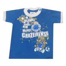 Camisa Com Manga Infantil Torcedor Cruzeiro Azul E Branco