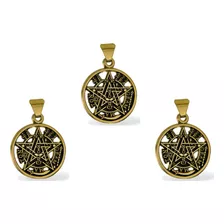 3 Pentagramas Amuleto De Protección Acero Ritualizado