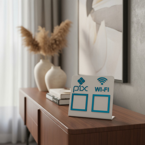 Placa Pix Display Mesa Balcão Pix E Wi-fi Varias Cores