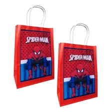 12 Bolsas Spiderman Papel Kraft Cotillón Cumpleaños