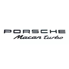 Emblema Letra Porsche + Macan + Turbo Preto Brilhante
