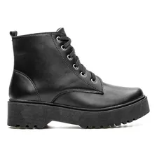 Bota Coturno Feminino Tratorado Salto Alto Plataforma Preto