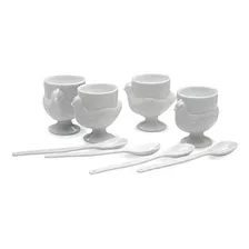 Huevera Vasos Y Cucharas Para Huevos De Porcelana Rsvp, Jueg