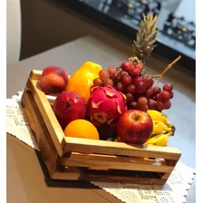 Fruteira Luxo De Madeira Para Centro De Mesa C/ Pés Borracha Cor Marrom