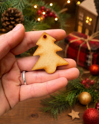 Árbol De Navidad Adorno Mdf Pinos Fiestas Para Decorar X30 Marrón