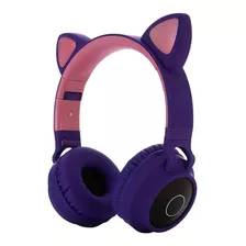 Audífonos Diadema Bluetooth Fm Micro Orejas De Gato Y Luces