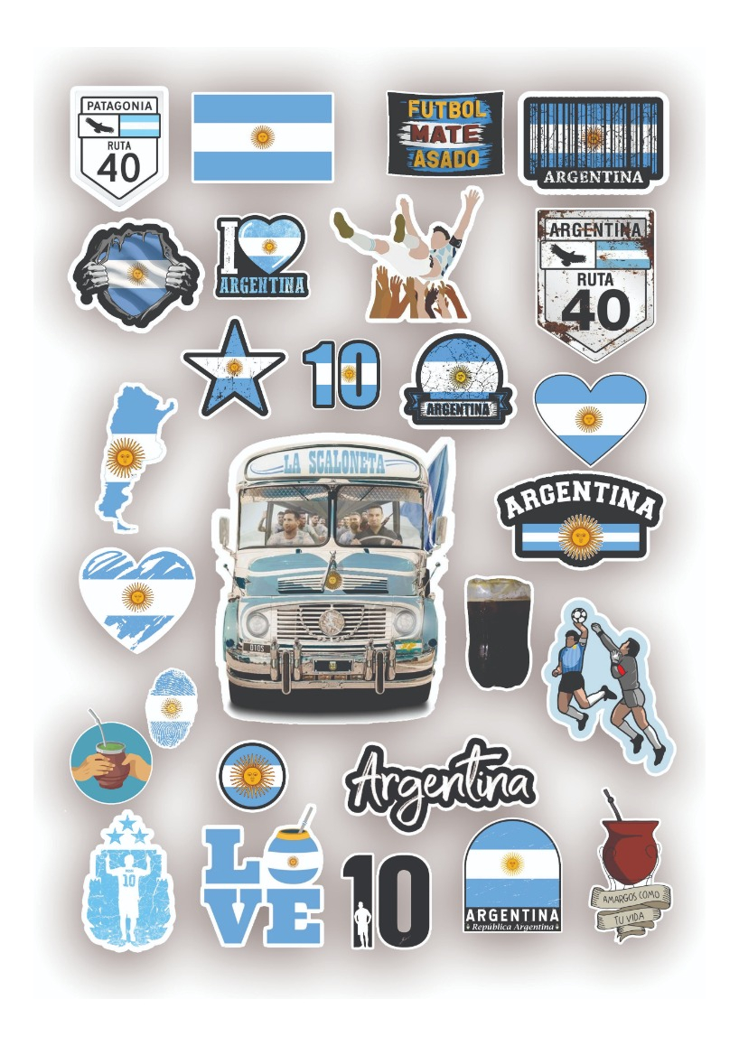 Messi Argentina Pack 27 Sticker Kit Imprimible Futbol Calcos