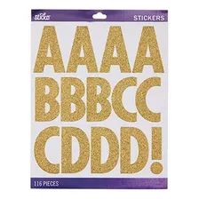 Sticko Alphabet Stickers, Regular X-large, Gold Glitter Futu