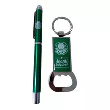 Kit Caneta Roller Ball Chaveiro Abridor Garrafas Palmeiras