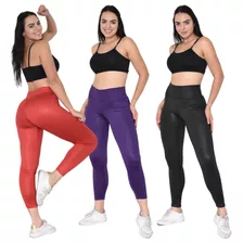 Kit 3 Calças Leggings Femininas 3d Brilhante Cirre Veja Hoje