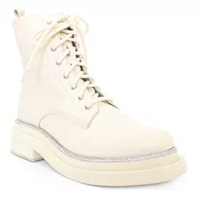 Bota Coturno Feminino Parô Strass Off White