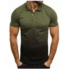 Cómodo Polo Casual Para Hombre Calidad Manga Corta Gradiente