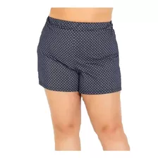 Short Poá Marinho Com Elástico Plus Size