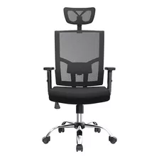 Silla Oficina Ergonomica Presidencial Marca Silleti Modelo Baltimore Brazos Ajustables 3d Apoya Cabezas Apoyo Lumbar Base Cromada Giratoria Reclinable Mecanismo Basculante Tapizada En Malla Negra