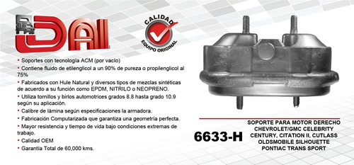 Soporte Motor Derecho Chevrolet Cutlass Ciera 2.8l V6 85-89 Foto 2