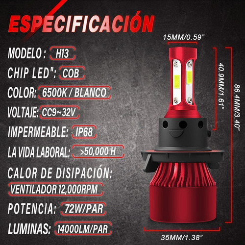 Kit De Focos Led H4 9007 H13 9004 4 Lados Fara Alta Y Baja Foto 4