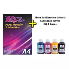 Kit Tinta Sublimática + 100 Folhas Papel Pro Paper A4