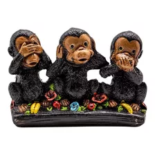 Trio Macaco Sega Surda Muda Enfeite Estatua Lindo Decor Casa