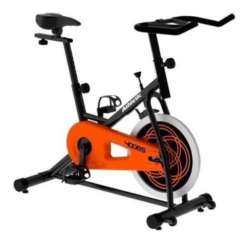 Bicicleta Fija Athletic 400bs Para Spinning Negra Y Naranja
