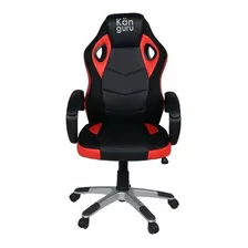 Silla De Escritorio Kanguru K-gx1 Gamer Negro Cuero Rojo