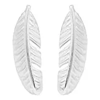 Boma Jewelry Aretes De Pluma De Plata Esterlina