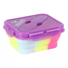 Lunchera Footy Plegable Silicona 1 Compartimiento. Color Footy Violeta