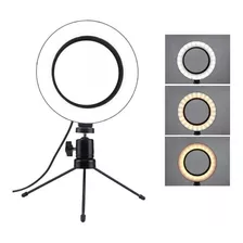 Ring Light Led Mesa Iluminador Pequena Tripé 6 Polegada 16cm